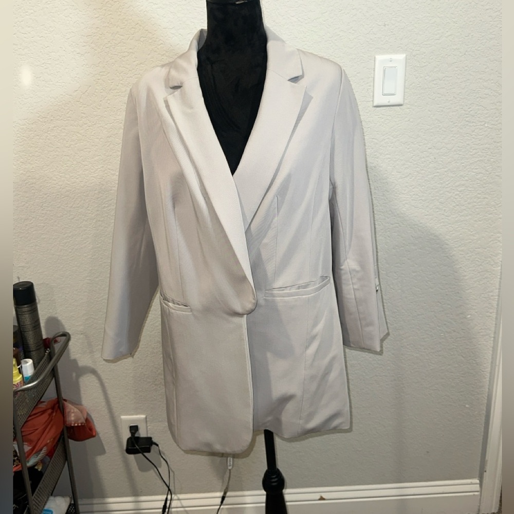Eloquii Light Gray Long Blazer